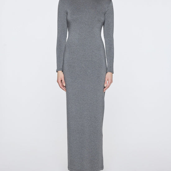 Dark Gray | Women's Long Sleeve Crew Neck Dress