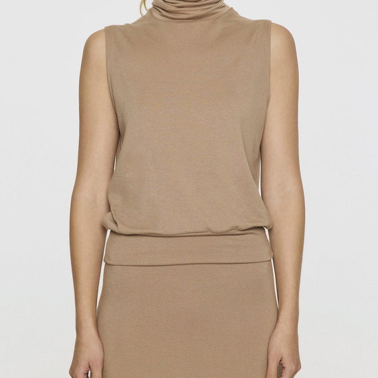 Camel | Sleeveless Turtleneck by Bleusalt