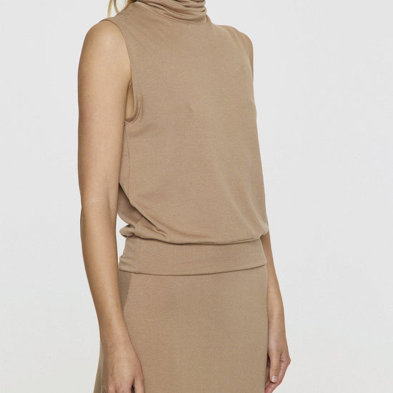 Camel | Sleeveless Turtleneck by Bleusalt