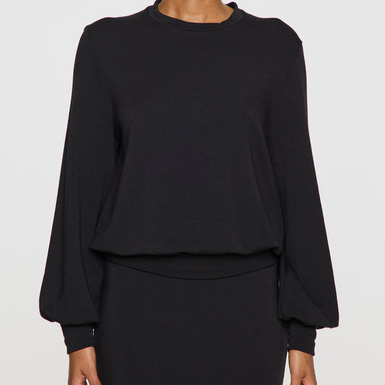 Black | Womens Bubble Crew Long Sleeve