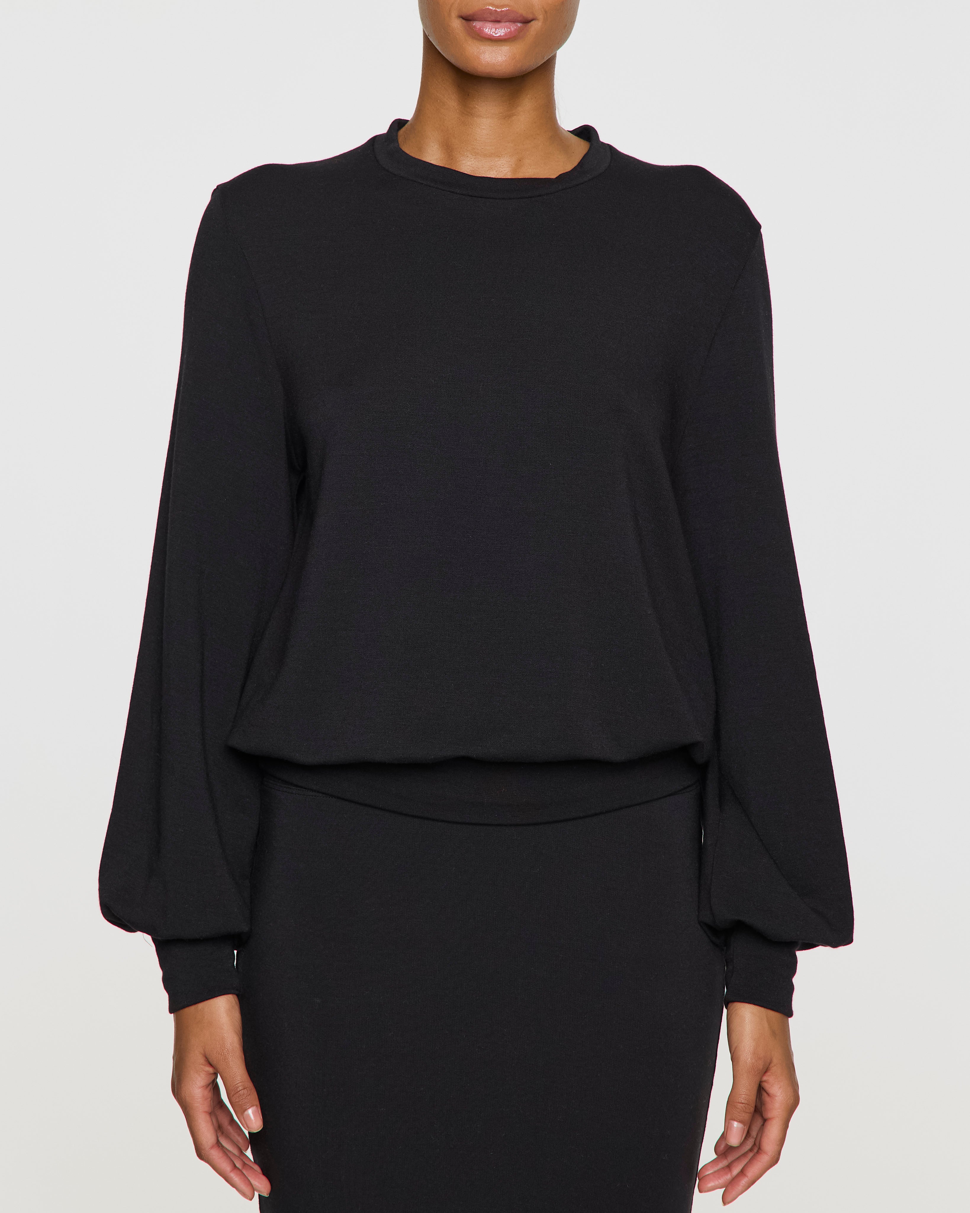 Black | Womens Bubble Crew Long Sleeve