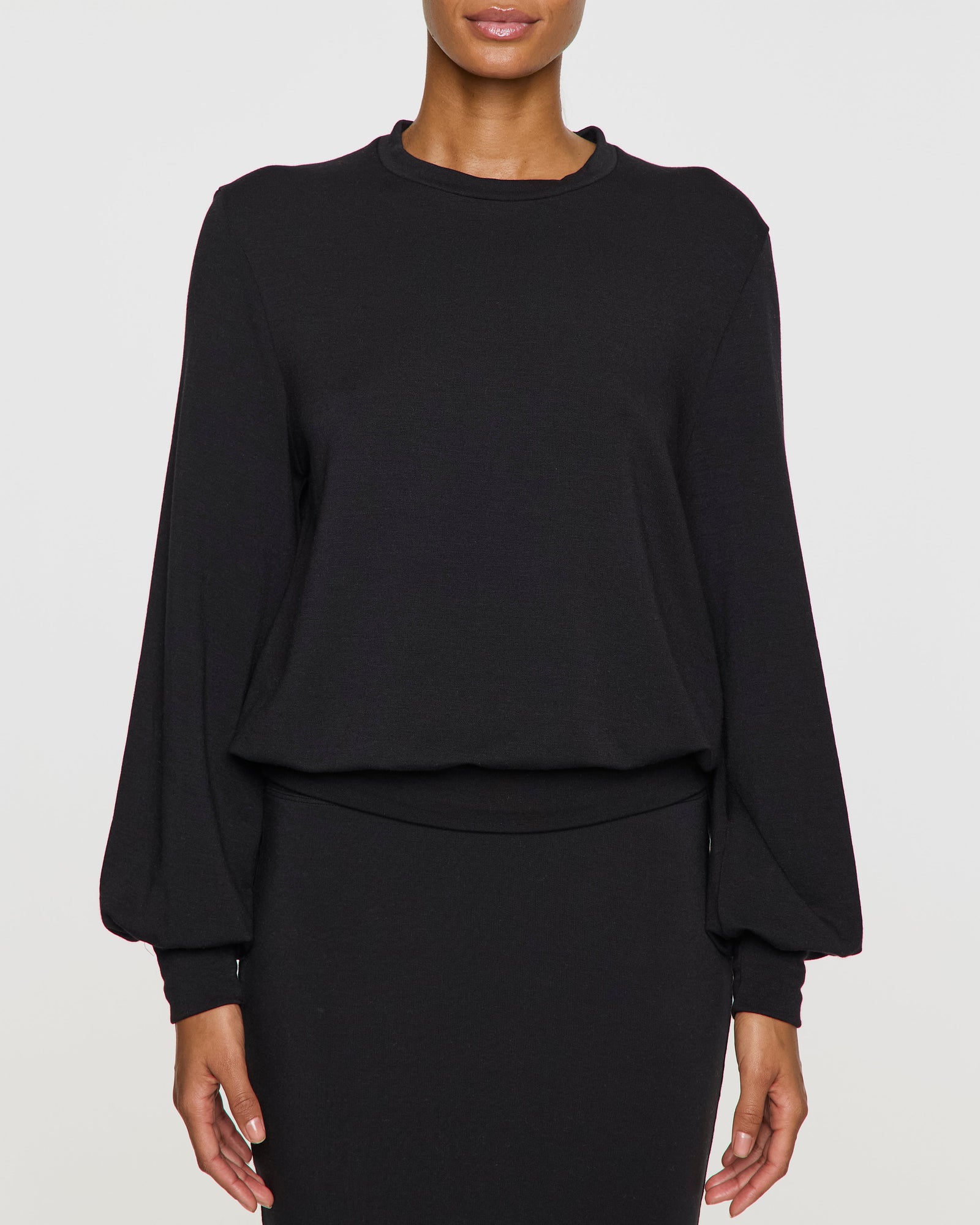 Black | Womens Bubble Crew Long Sleeve