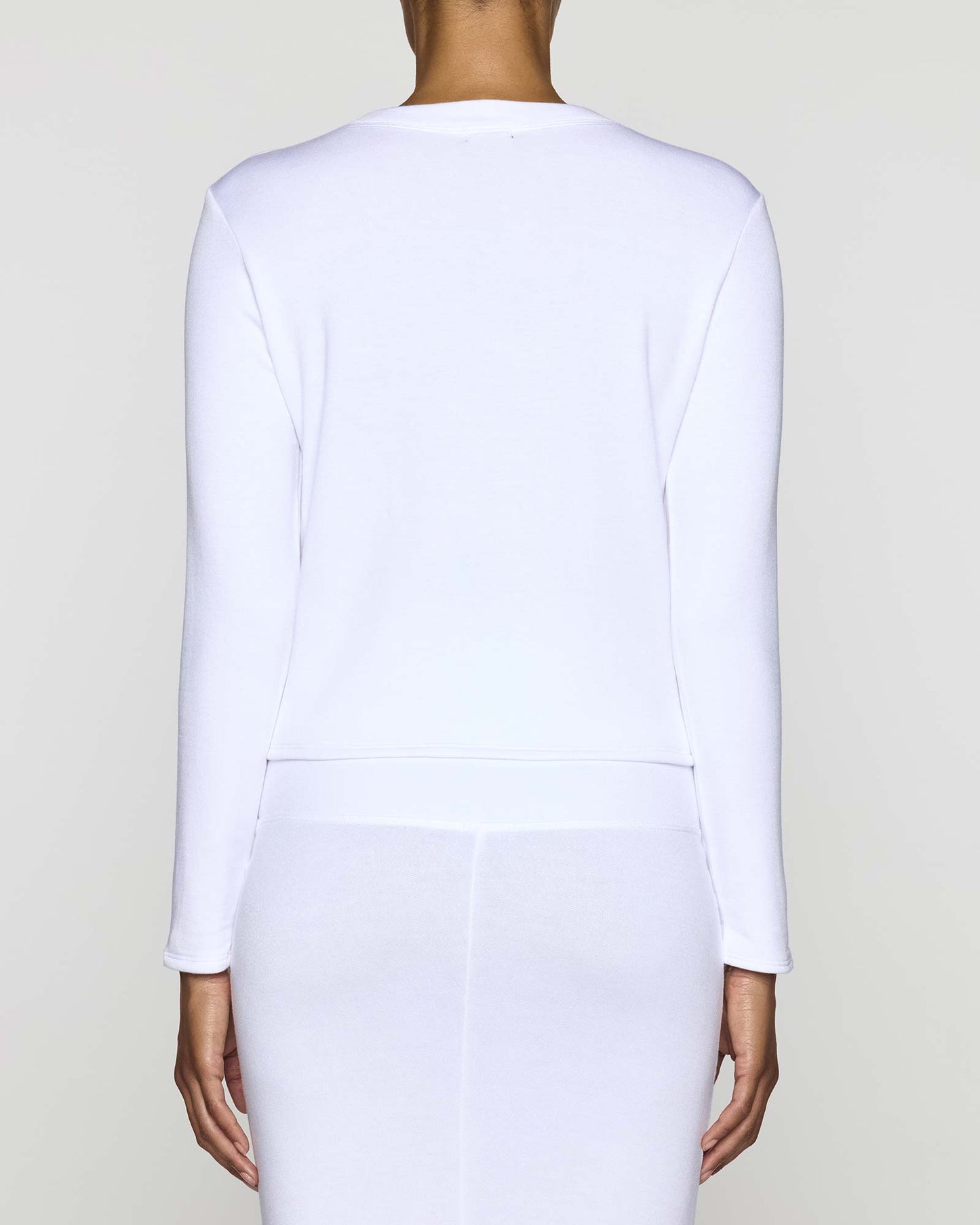 White | Women's Shorty Crew Neck Long Sleeve