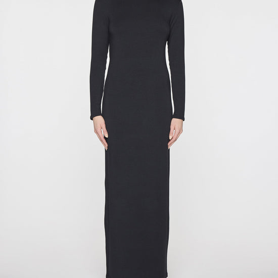 Black | Women's Long Sleeve Crew Neck Dress
