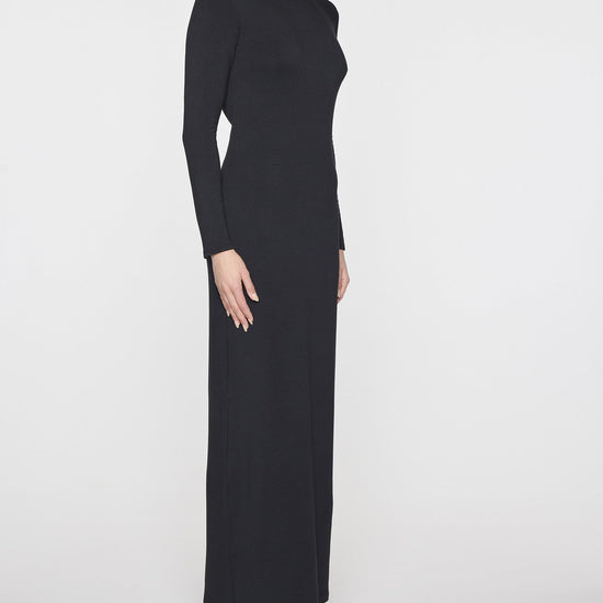 Black | Women's Long Sleeve Crew Neck Dress