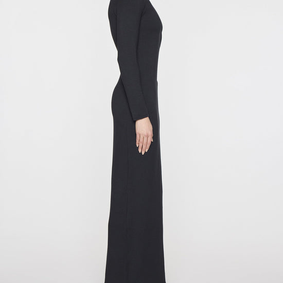 Black | Women's Long Sleeve Crew Neck Dress