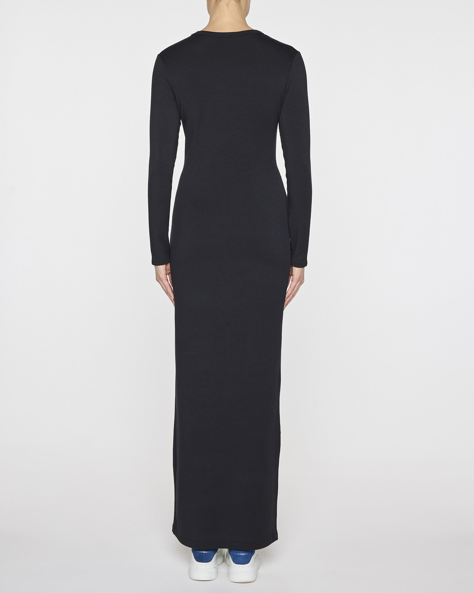 Black | Women's Long Sleeve Crew Neck Dress