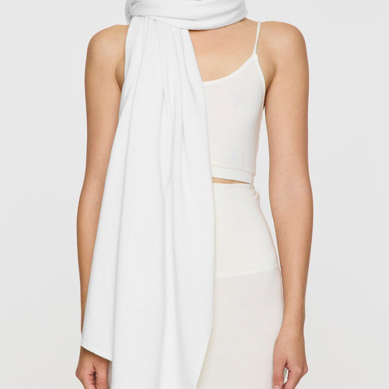 White | Scarf Wrapped Around Neck