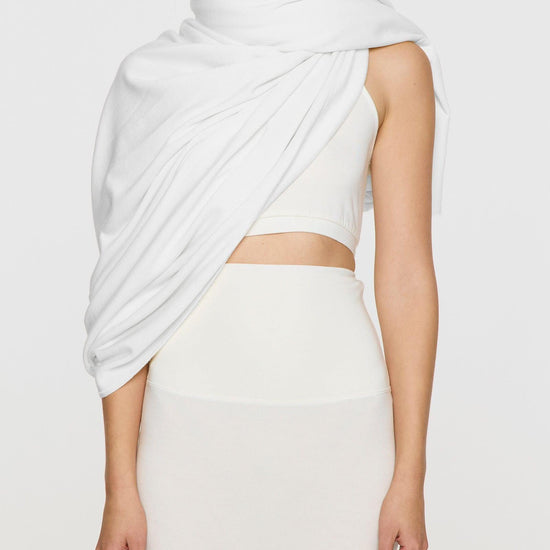White | Shoulder Draped Scarf Wrap