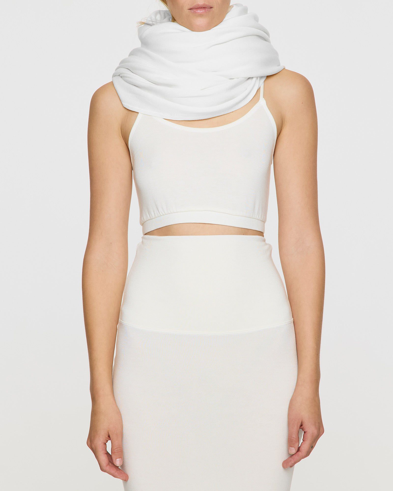 White | Neck Wrap Cashmere Feel Soft Scarf