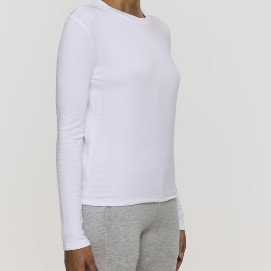 White | Women's Long Sleeve Crew Shirt