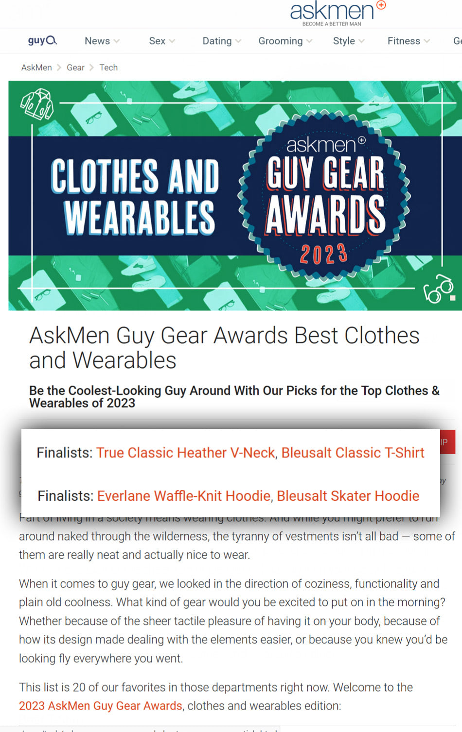 AskMen Guy Gear Awards Best Clothes & Wearables