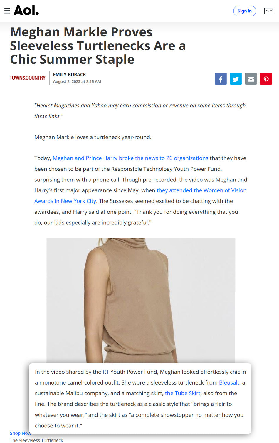Meghan Markle Proves Sleeveless Turtlenecks Are a Chic Summer Staple