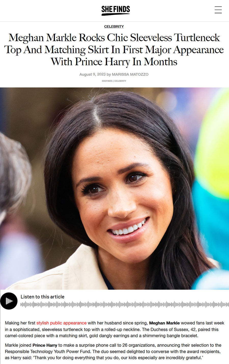 Meghan Markle Rocks Chic Sleeveless Turtleneck Top And Matching Skirt In First Major Appearance With Prince Harry In Months