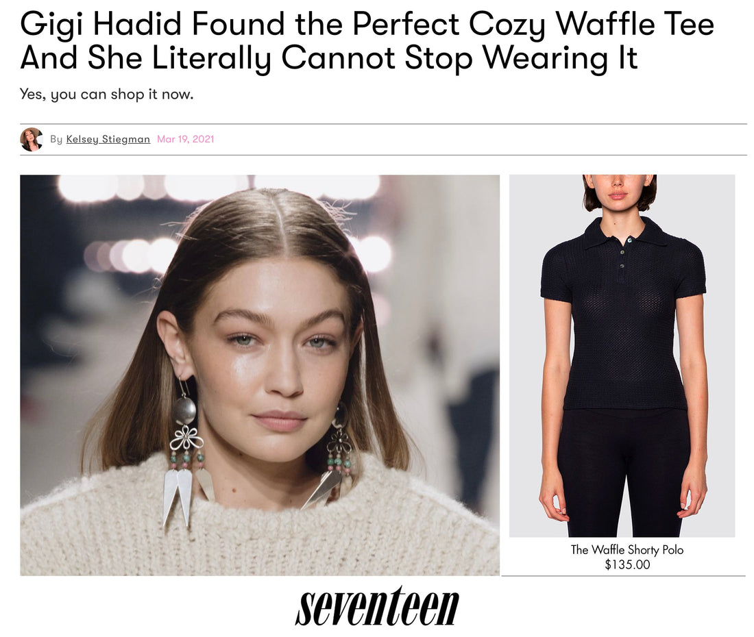 Gigi Hadid Found the Perfect Cozy Waffle Tee and Literally Cannot Stop Wearing It-Bleusalt