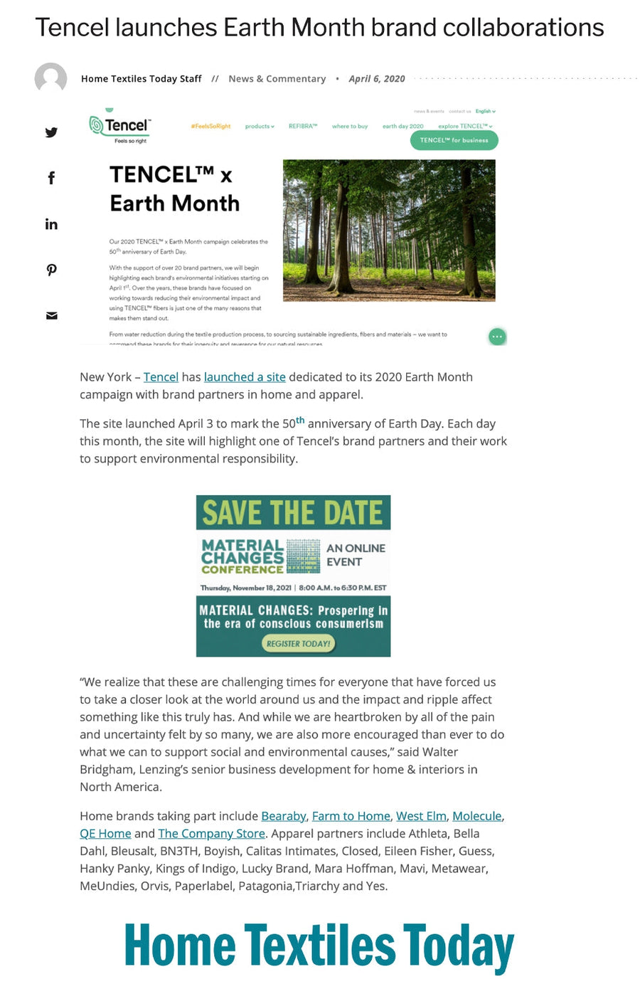 Tencel launches Earth Month brand collaborations-Bleusalt
