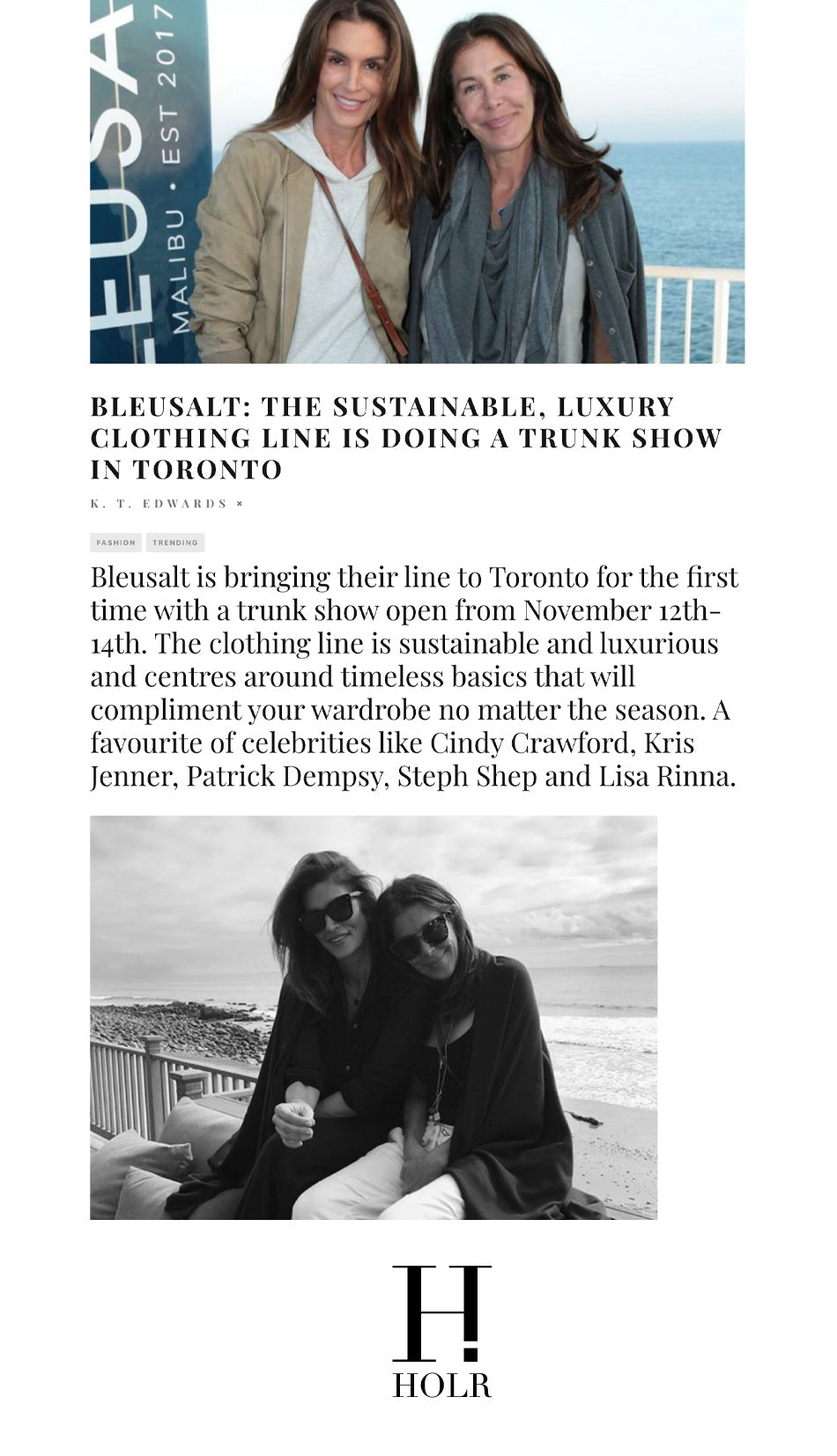 BLEUSALT: THE SUSTAINABLE, LUXURY CLOTHING LINE IS DOING A TRUNK SHOW IN TORONTO-Bleusalt