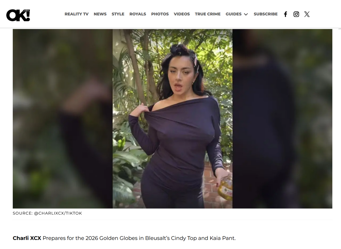 Charli XCX Prepares for the 2026 Golden Globes in Bleusalt’s Cindy Top and Kaia Pant.