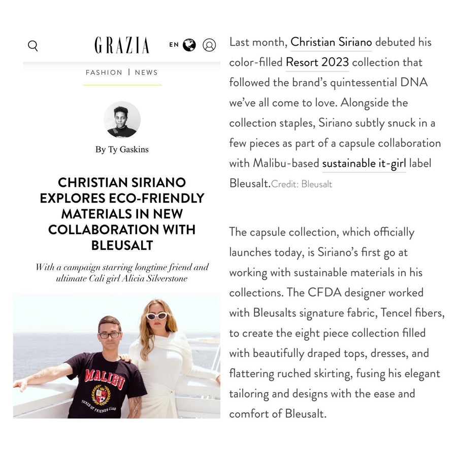 Christian Siriano Explores Eco-Friendly Materials in New Collaboration with Bleusalt-Bleusalt