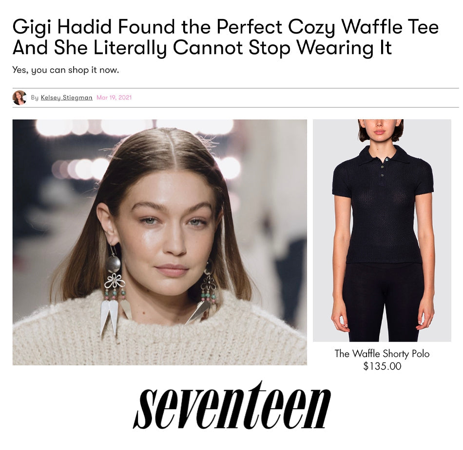 Gigi Hadid Found the Perfect Cozy Waffle Tee And She Literally Cannot Stop Wearing It-Bleusalt