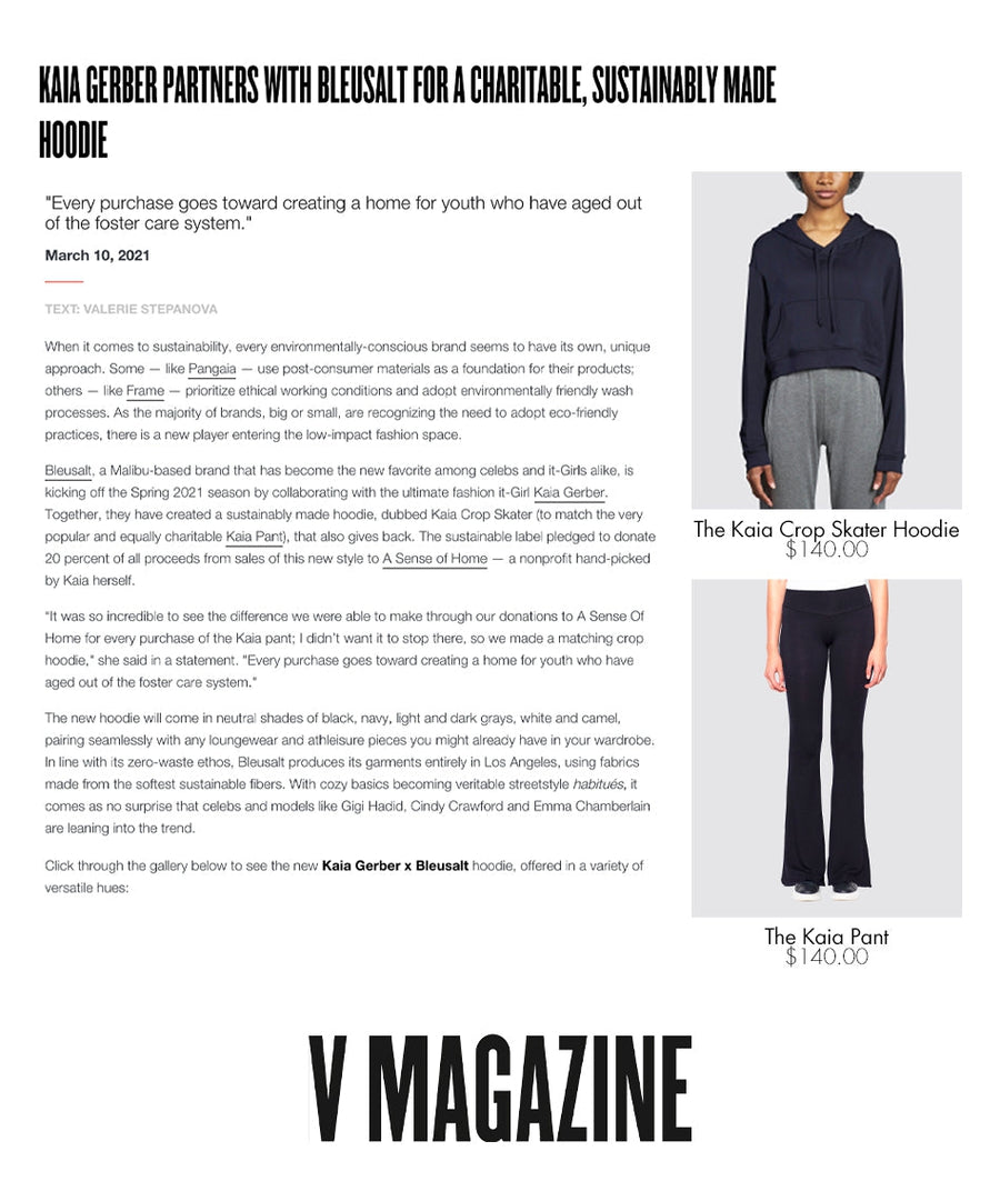Kaia Gerber Partners With Bleusalt For A Charitable, Sustainably Made Hoodie-Bleusalt