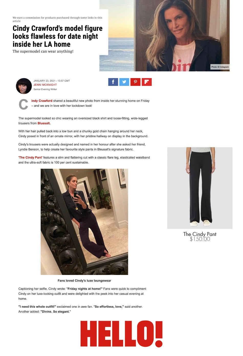 Cindy Crawford's model figure looks flawless for date night inside her LA home-Bleusalt