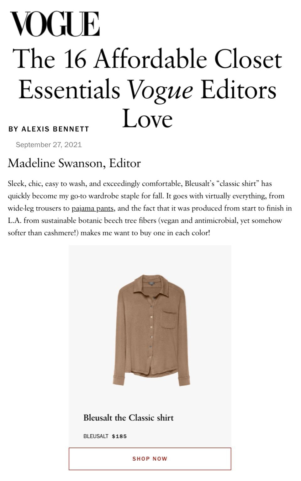 The 16 Affordable Closet Essentials Vogue Editors Love-Bleusalt