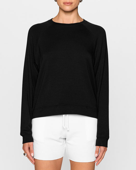 Black | Women's Raglan Crew by Bleusalt