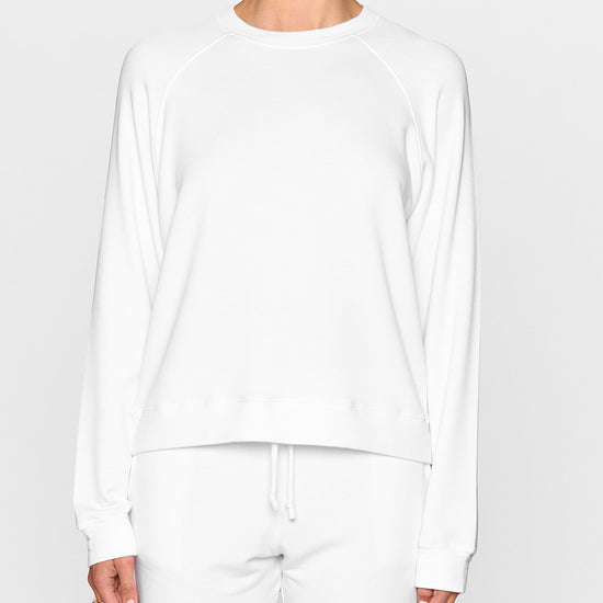 White | Women's Raglan Crew by Bleusalt
