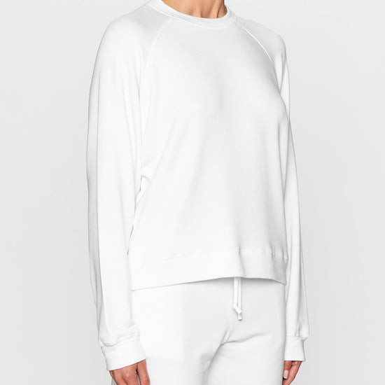 White | Women's Raglan Crew by Bleusalt