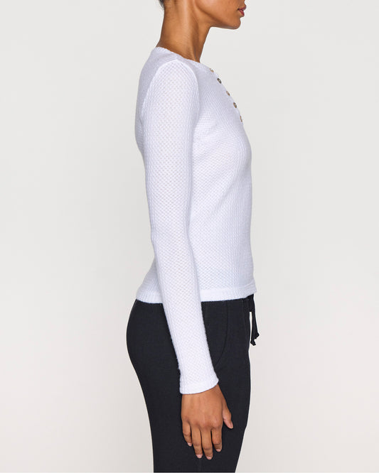 White | Waffle Henley