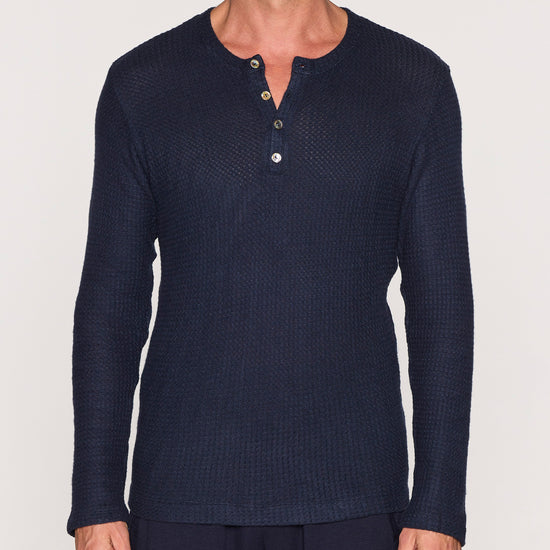 Navy | Waffle Henley