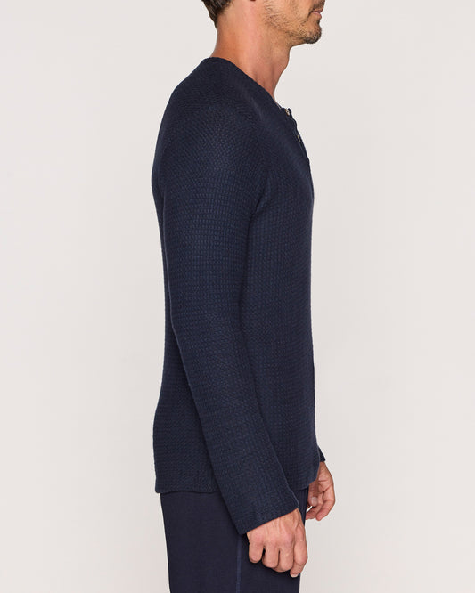 Navy | Waffle Henley