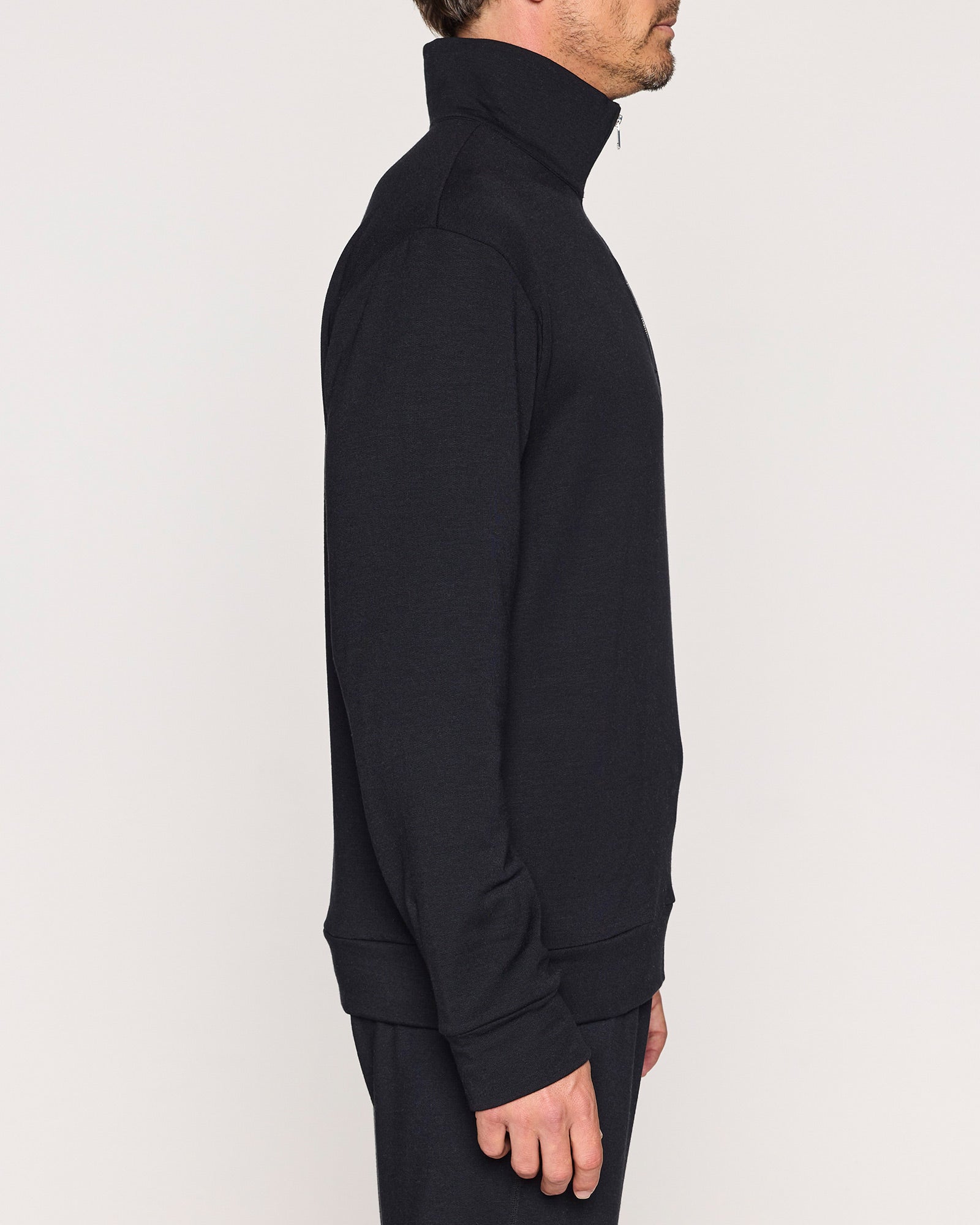 Black | The Men's 1/4 Zip - Zipper Up Side
