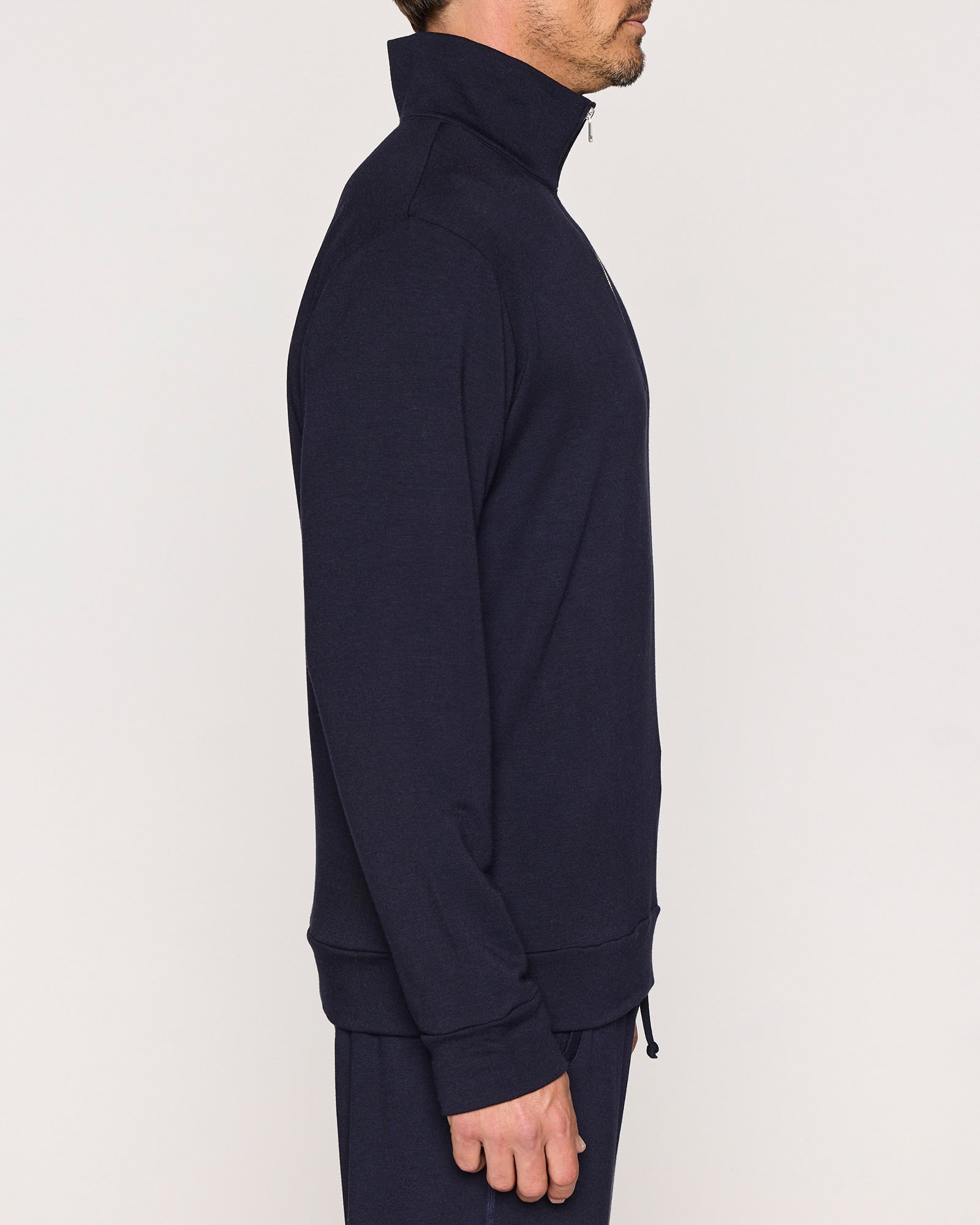 Navy | The Men's 1/4 Zip - Zipper Up Side