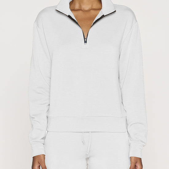 White | Women's Long Sleeve Zip Hoodie