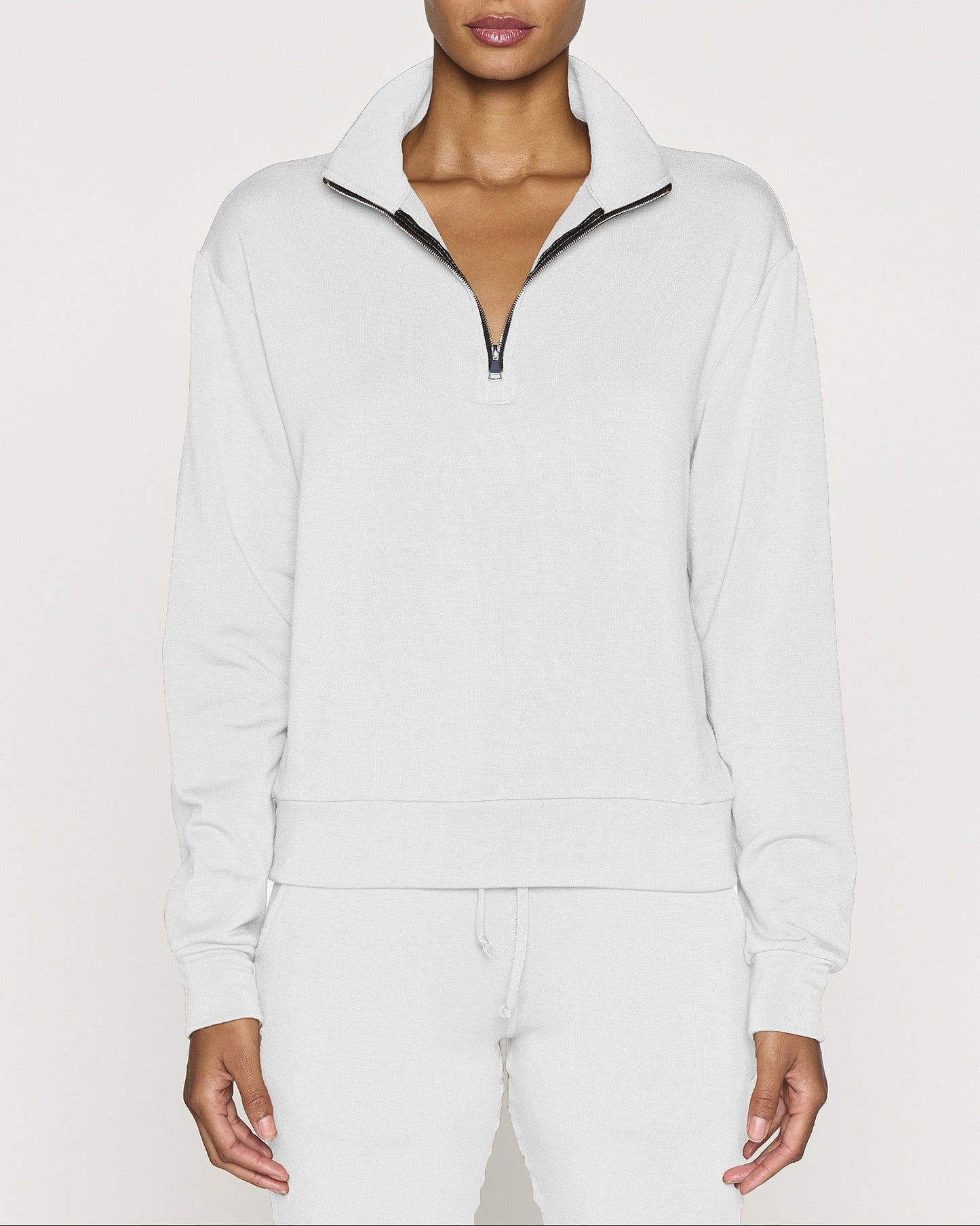 White | Women's Long Sleeve Zip Hoodie