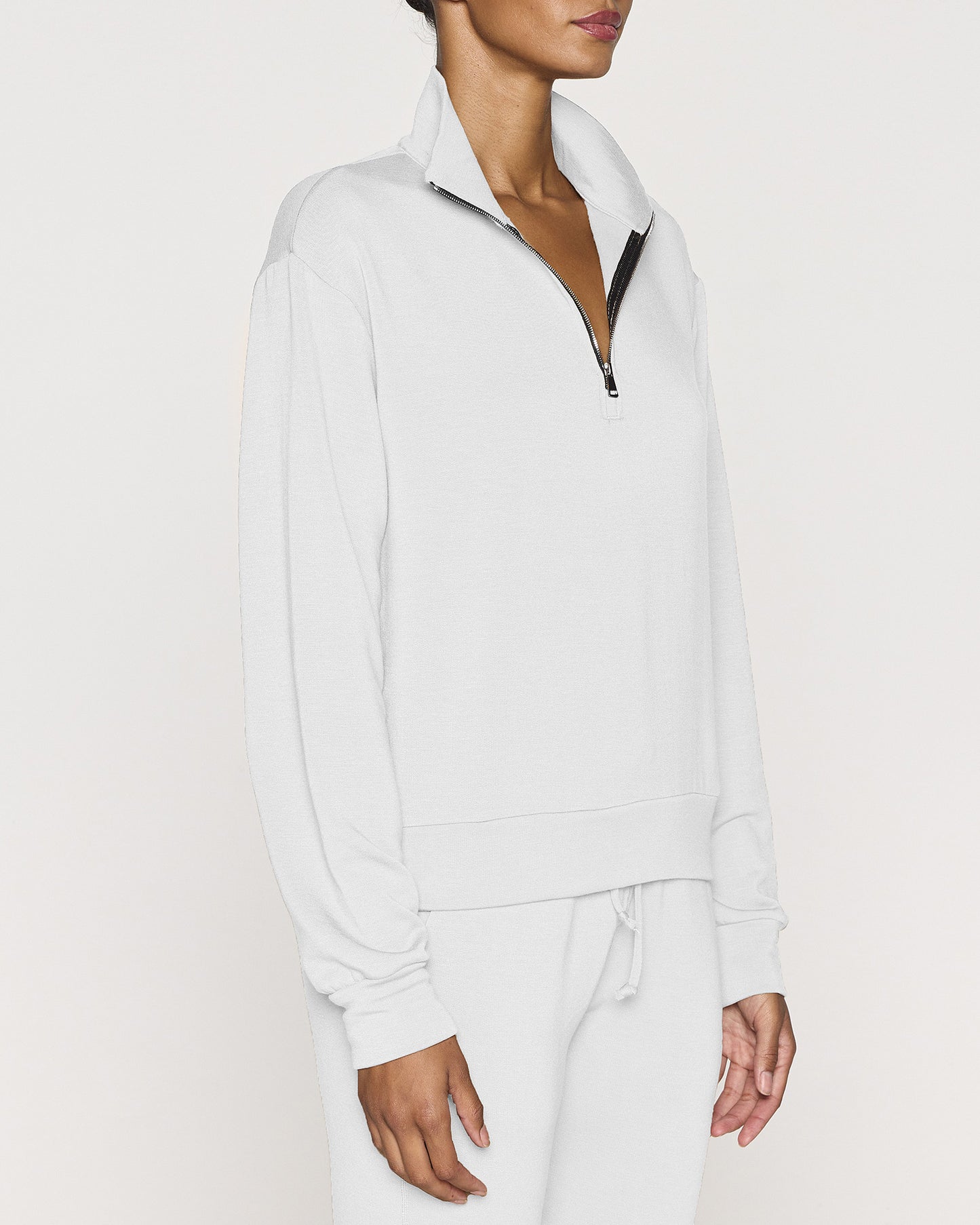 White | Women's Long Sleeve Zip Hoodie