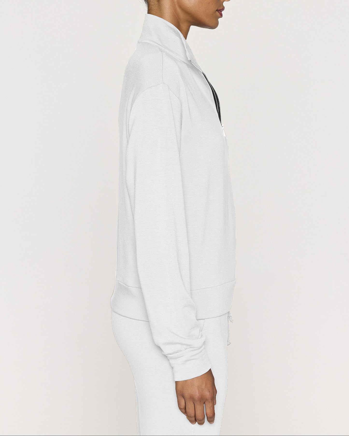 White | Women's Long Sleeve Zip Hoodie