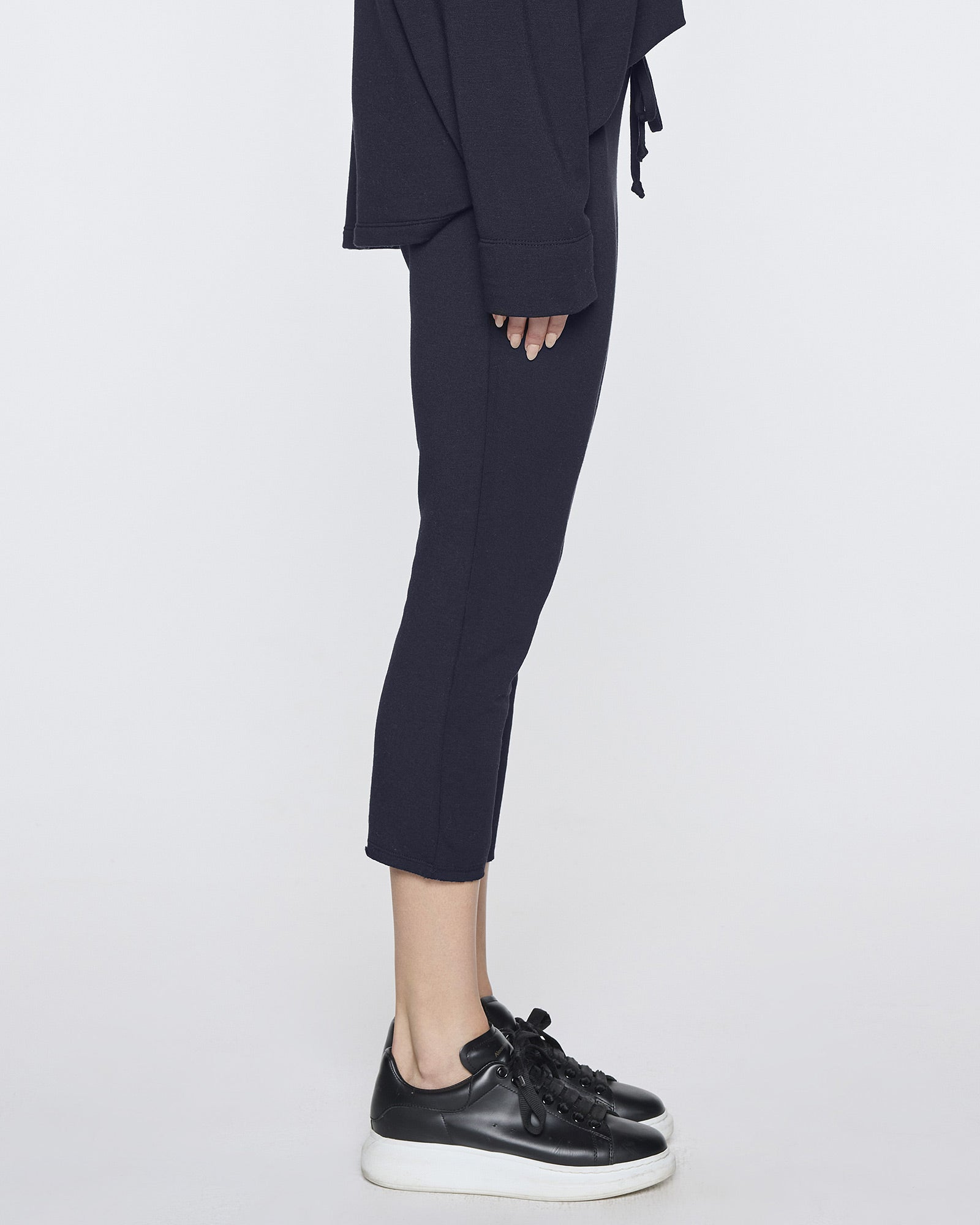 Navy | Drop Crop Pant Side