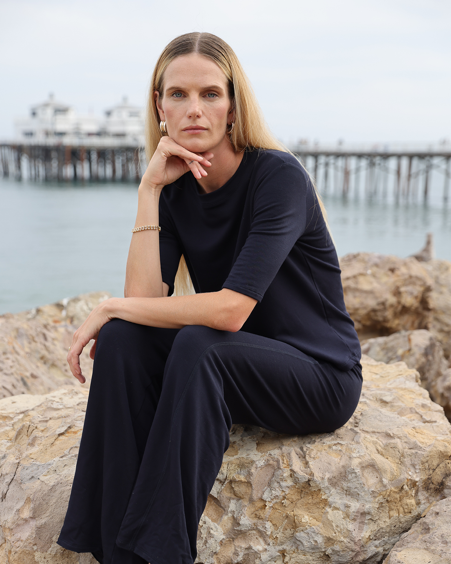 Navy | The Elbow Sleeve Classic Crew by Bleusalt