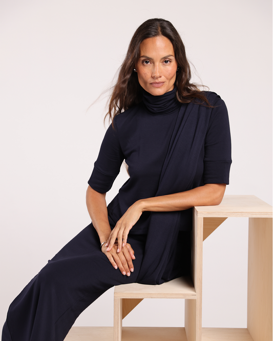 Navy | The Elbow Sleeve Turtleneck