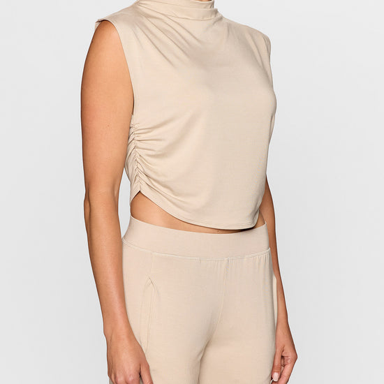 Stone | The Nina Top: A beige Sleeveless top by Bleusalt