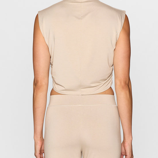Stone | The Nina Top: A beige Sleeveless top by Bleusalt