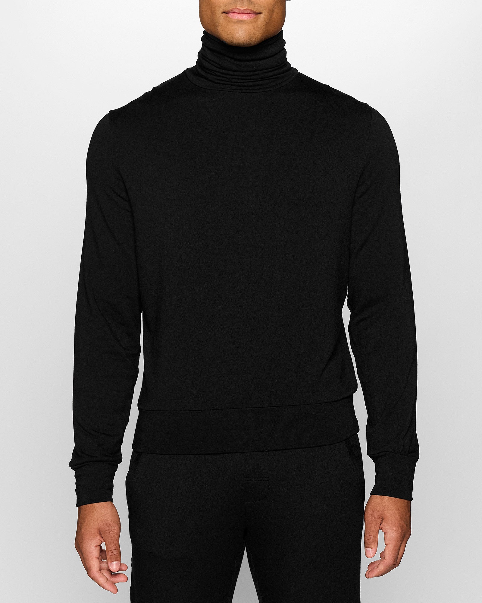 black turtleneck dress shirt mens James Men's Black Turtle Neck Shirt