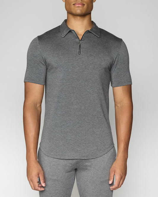 Dark Gray | Men's Zip Polo Front