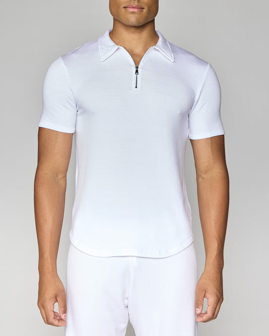 White | Men's Zip Polo Front