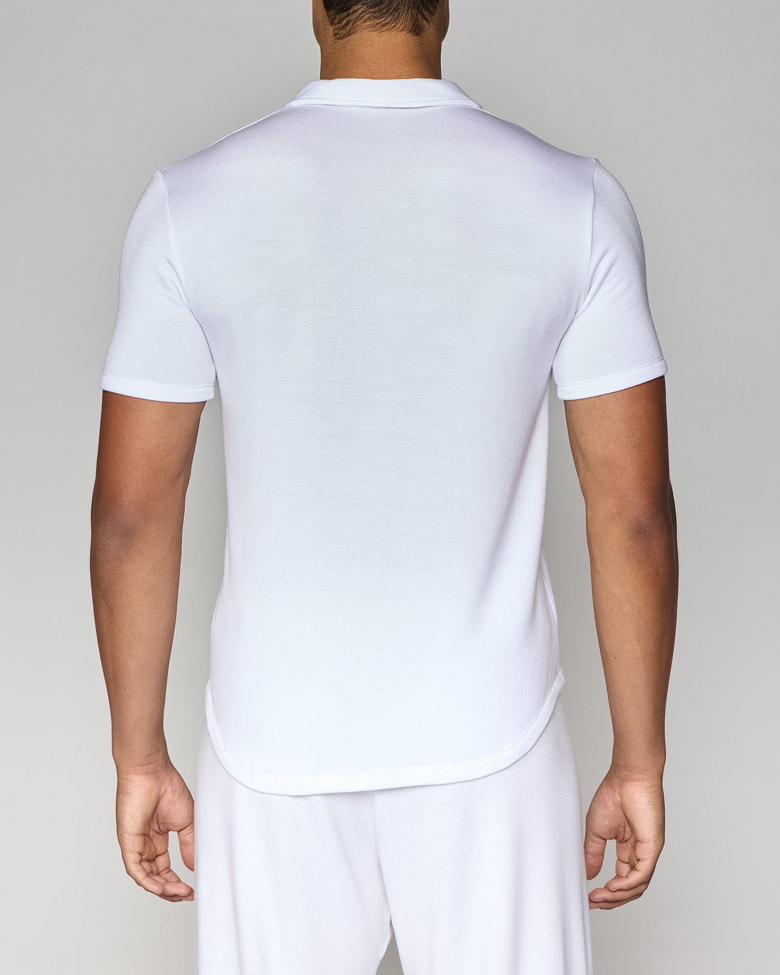 White | Men's Zip Polo Back