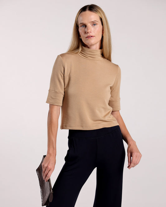 Camel | The Mock Neck Top by Bleusalt