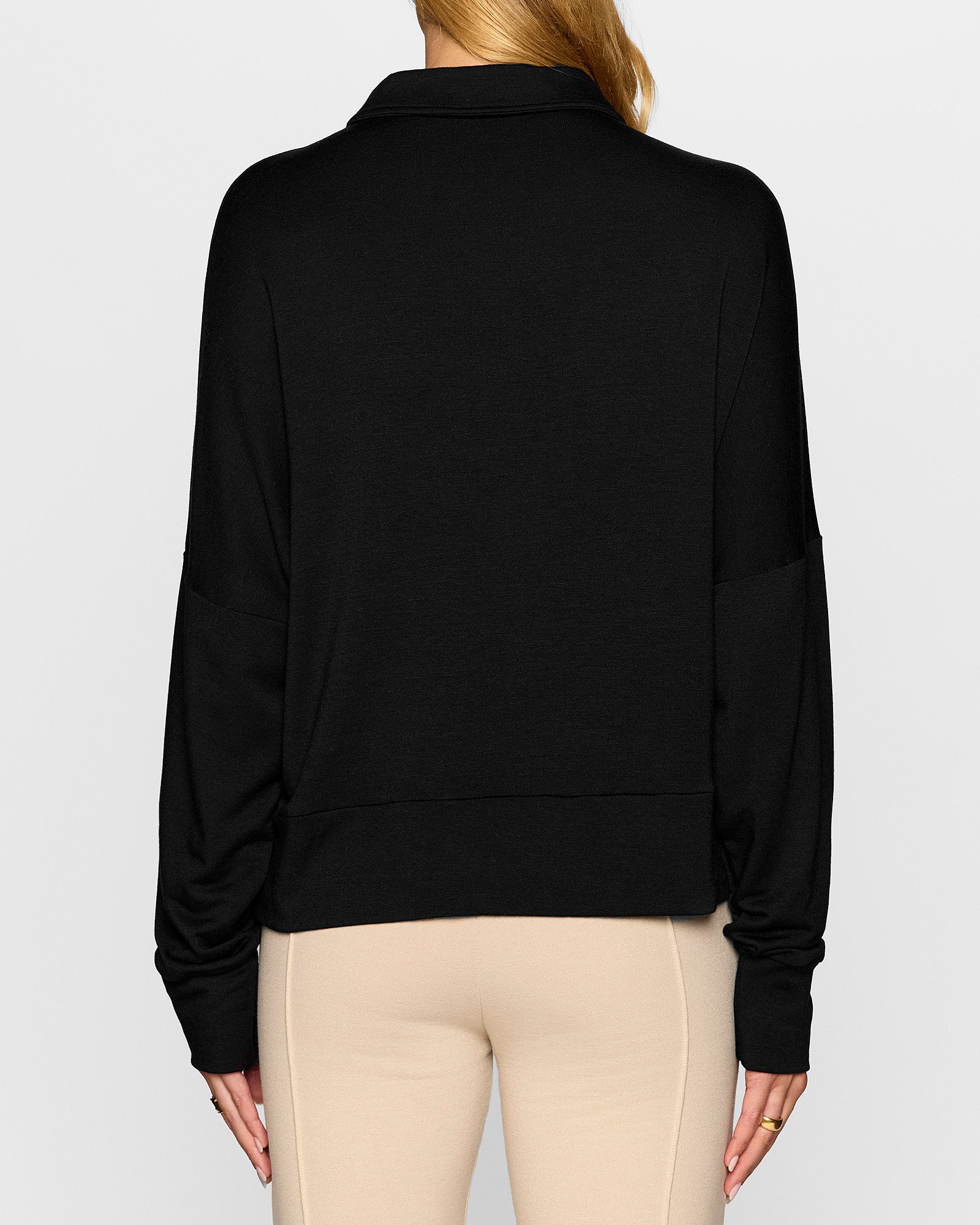 Black | The Long Sleeve Oversized Polo